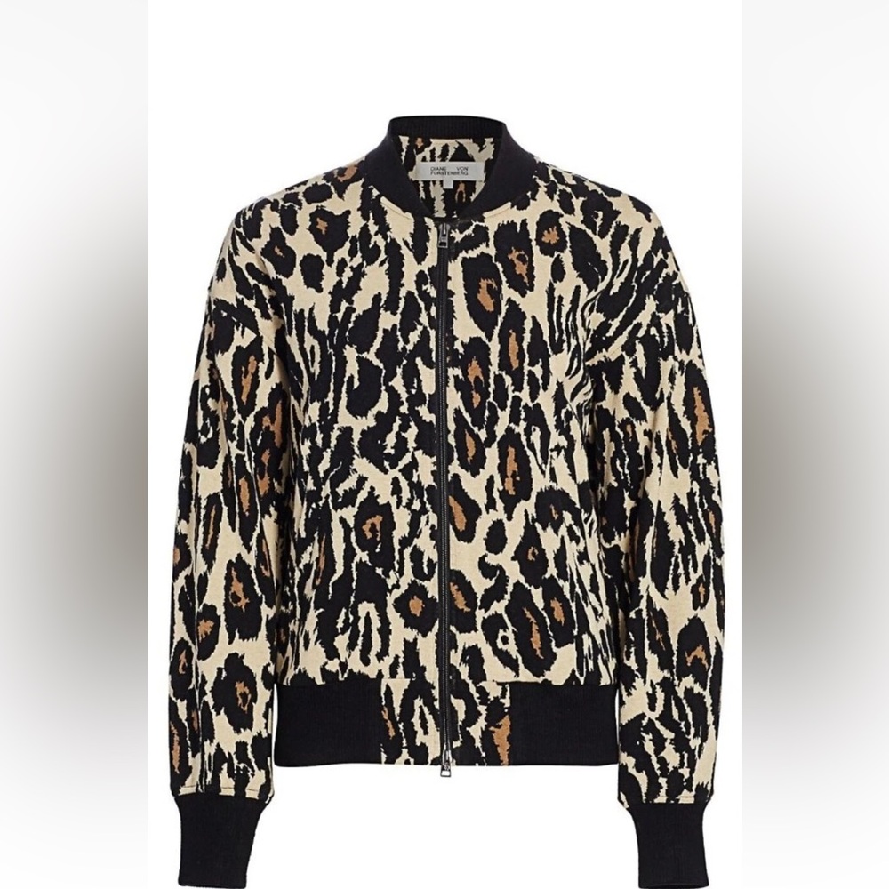 Leopard Print 100% Cotton Bomber Jacket